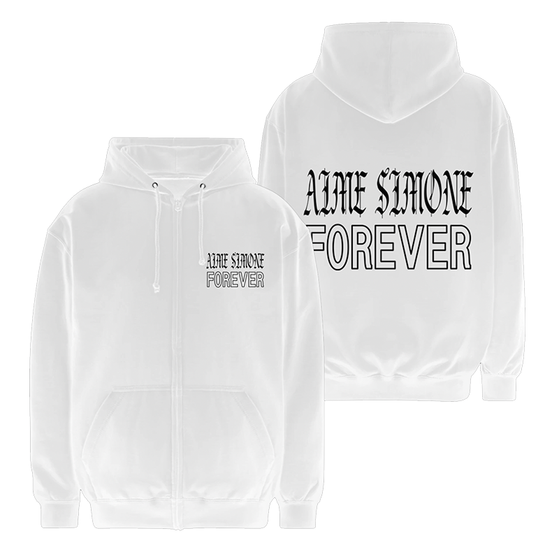 Aime Simone Forever Zip Hoodie White