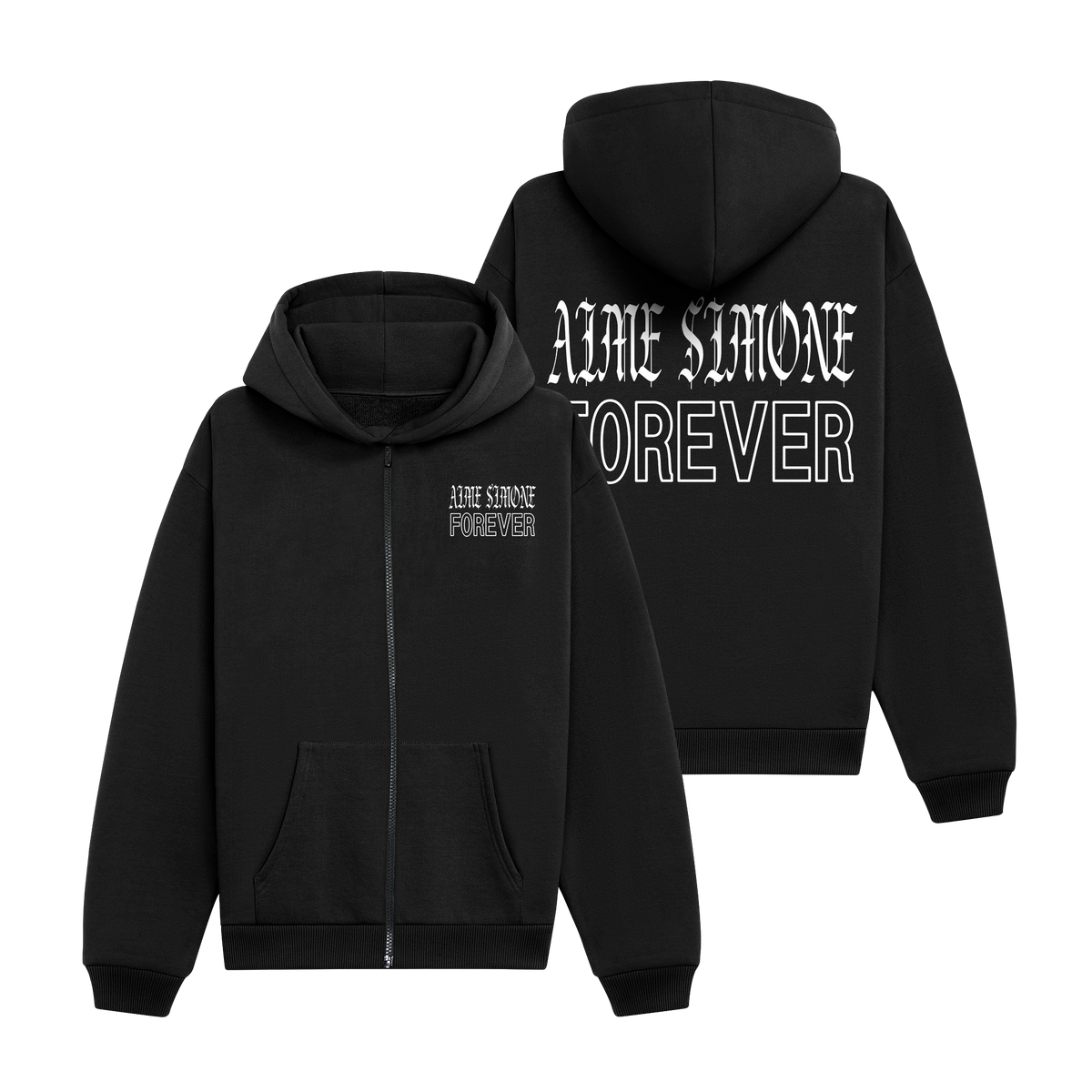 Aime Simone Forever Black Zip Hoodie