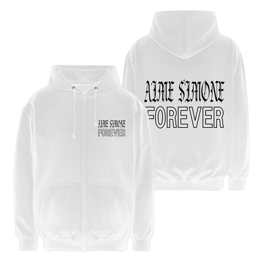 Aime Simone Forever Zip Hoodie White